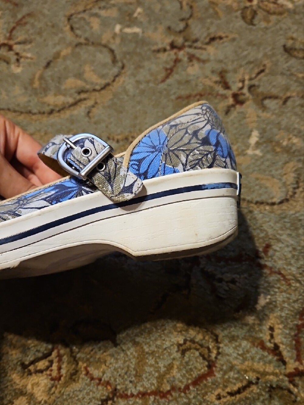 Vegan Mary Jane Kids Shoes in Blue Floral - Picture 7 of 7